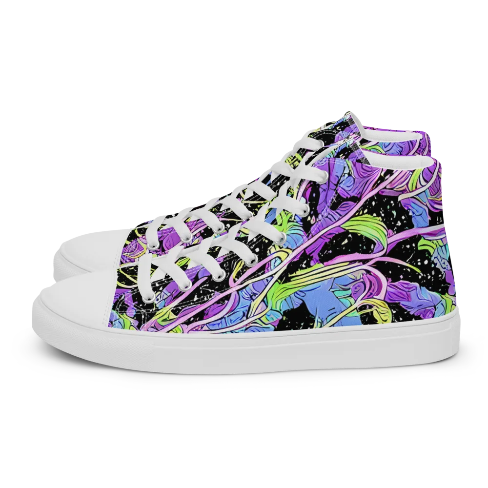 Neon Garden Afterdark on Women's High Top Canvas Shoes — Left