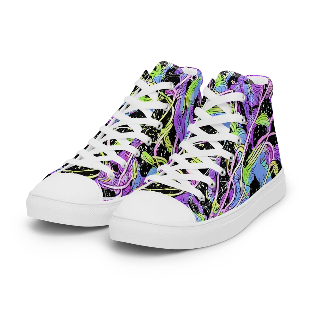 Neon Garden Afterdark on Women's High Top Canvas Shoes — Left Front