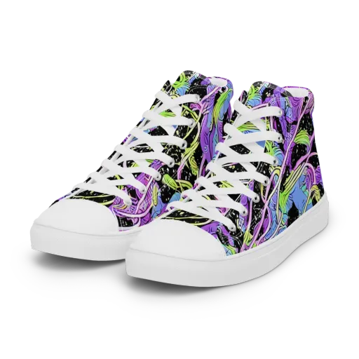 Neon Garden Afterdark on a Women's High Top Canvas Shoes