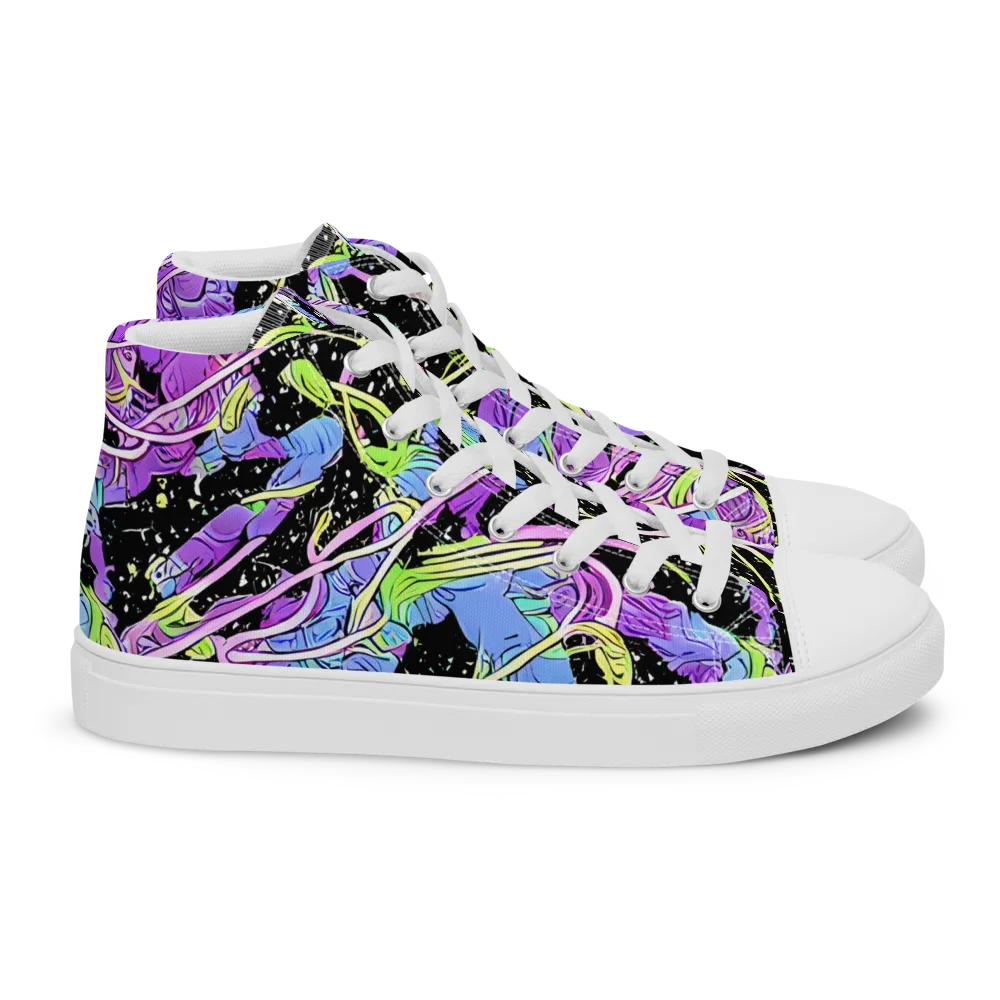 Neon Garden Afterdark on Women's High Top Canvas Shoes — Right