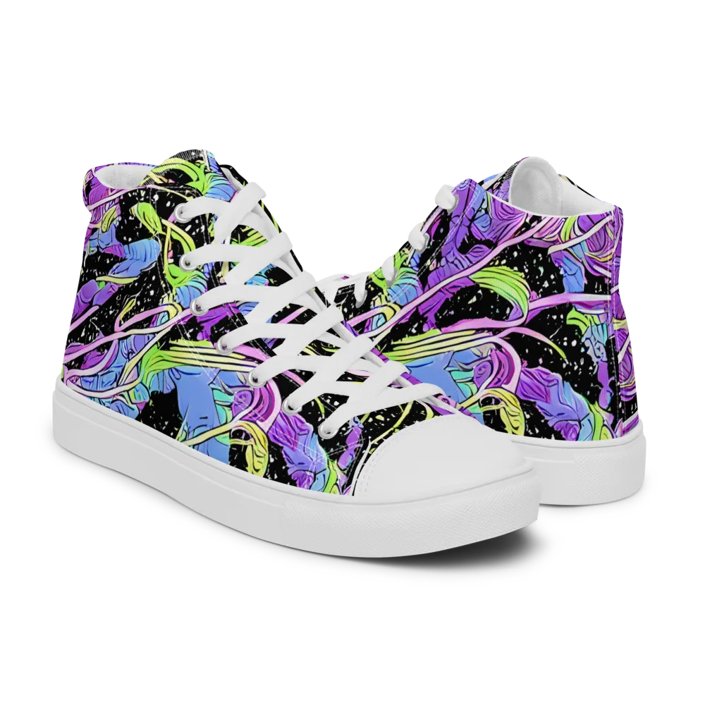 Neon Garden Afterdark on Women's High Top Canvas Shoes — Right