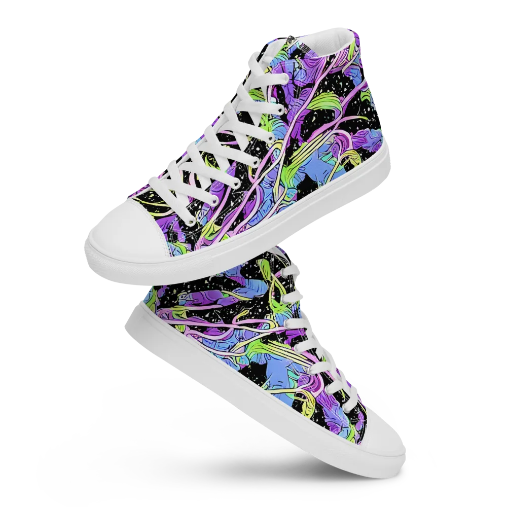 Neon Garden Afterdark on Women's High Top Canvas Shoes — Front