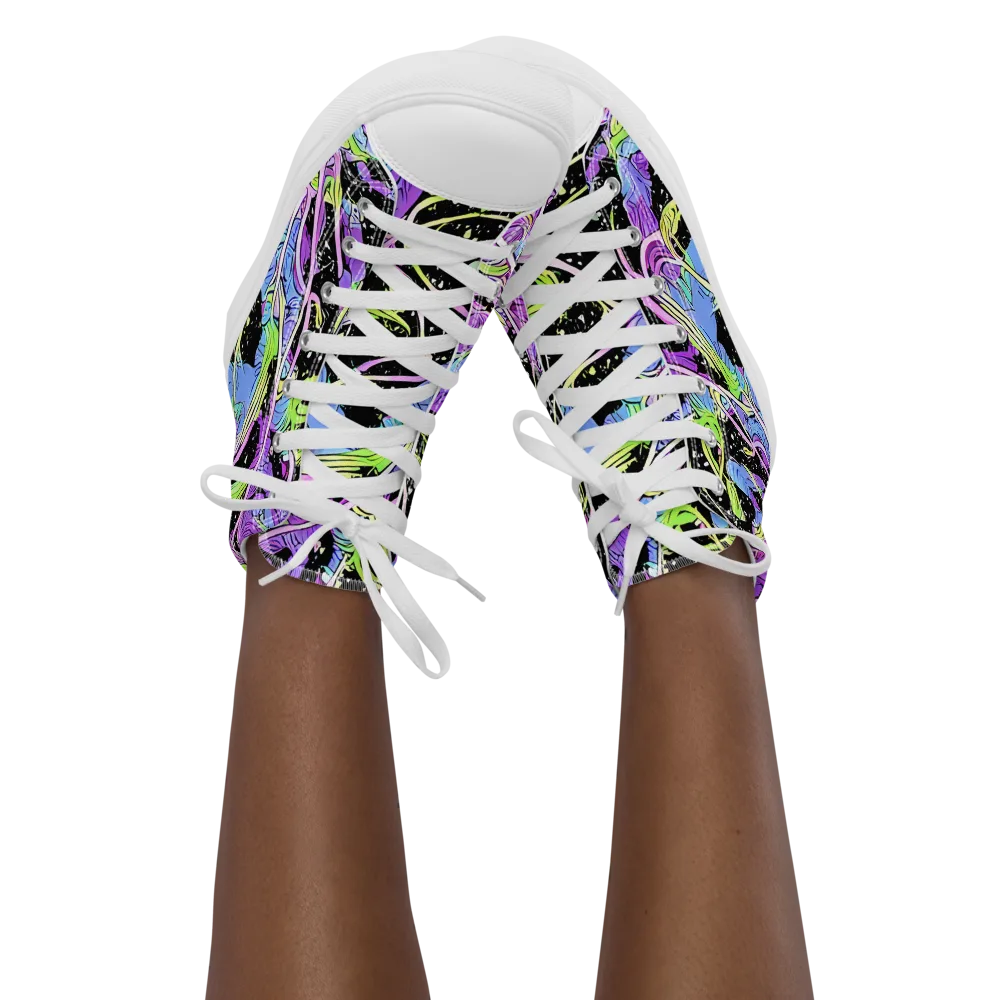 Neon Garden Afterdark on Women's High Top Canvas Shoes — Front