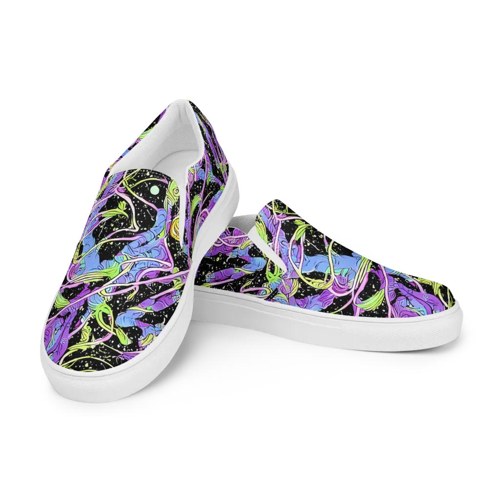 Neon Garden Afterdark on Men's Slip-On Canvas Shoes — Left Front