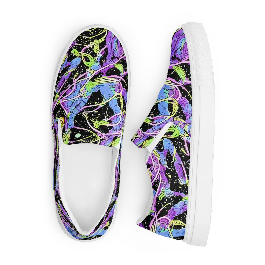 Neon Garden Afterdark on Men's Slip-On Canvas Shoes — Front