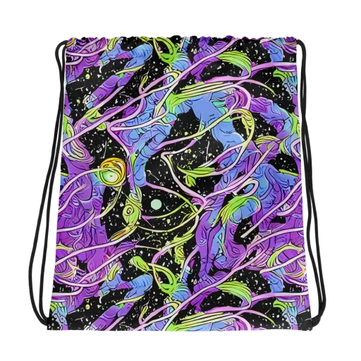 Neon Garden Afterdark on a Drawstring Bag