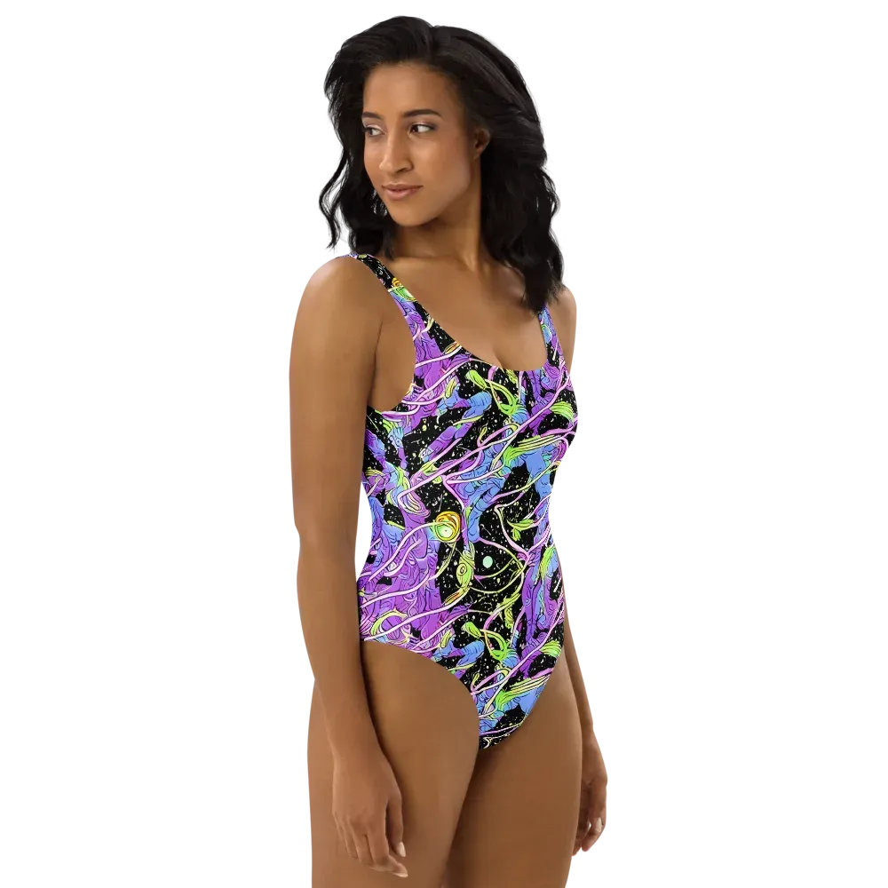 Neon Garden Afterdark on One-Piece Swimsuit — Right
