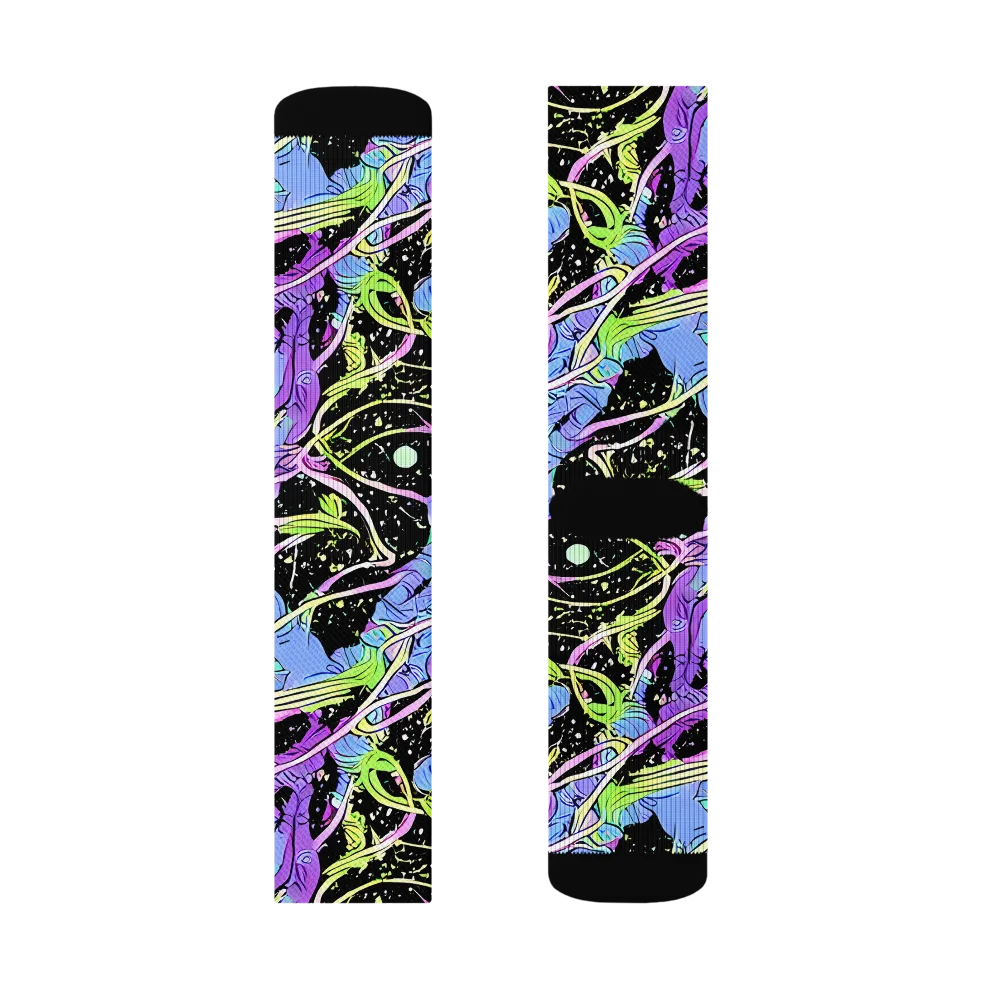 Neon Garden Afterdark on Socks — Left Sock