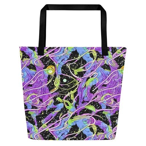 Neon Garden Afterdark on a Large Tote Bag W/ Pocket