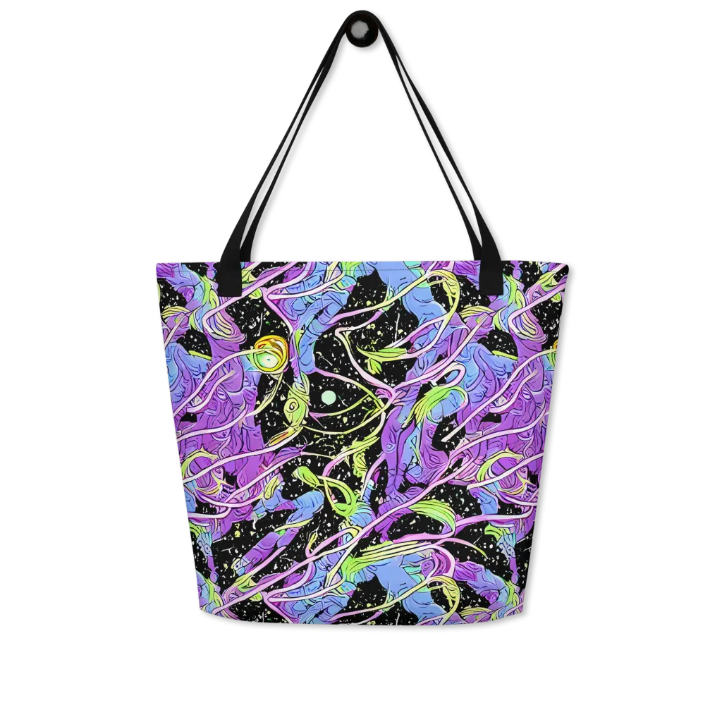 Neon Garden Afterdark on Large Tote Bag W/ Pocket — Front
