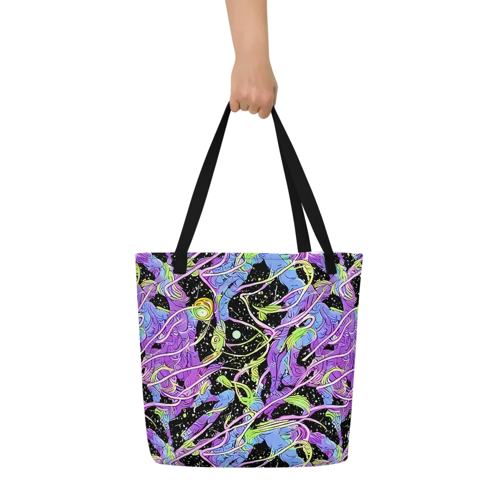 Neon Garden Afterdark on Large Tote Bag W/ Pocket — Front