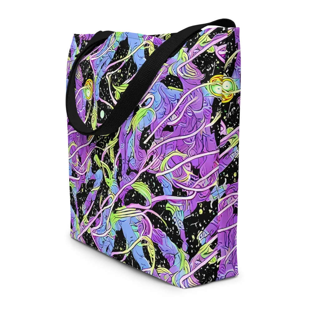 Neon Garden Afterdark on Large Tote Bag W/ Pocket — Front