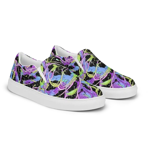 Neon Garden Afterdark on a Women's Slip-On Canvas Shoes