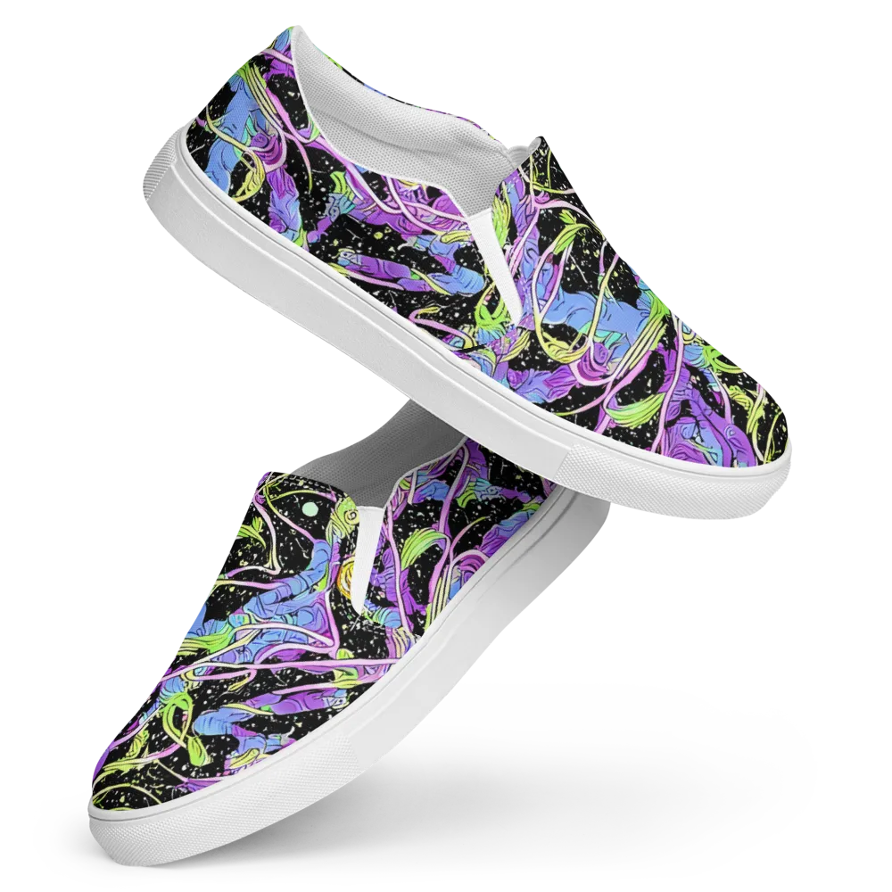 Neon Garden Afterdark on Women's Slip-On Canvas Shoes — Front