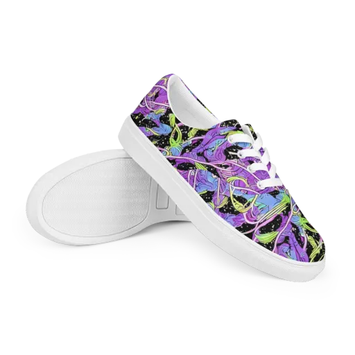 Neon Garden Afterdark on a Men's Lace-Up Canvas Shoes