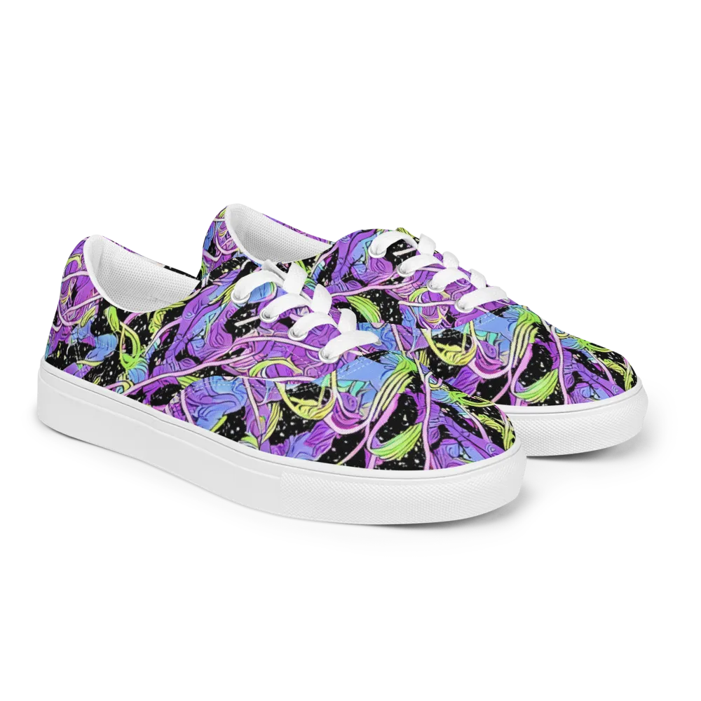 Neon Garden Afterdark on Men's Lace-Up Canvas Shoes — Right Front