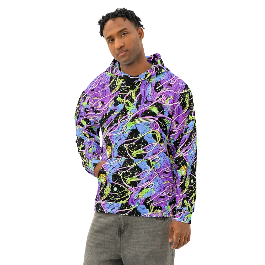 Neon Garden Afterdark on Cotton Hoodie — Left Front