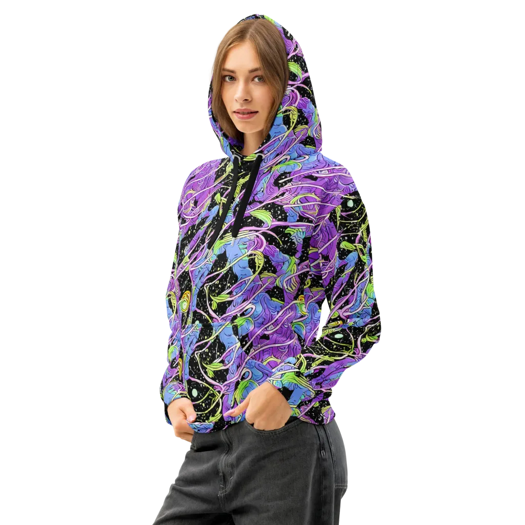 Neon Garden Afterdark on Cotton Hoodie — Left Front