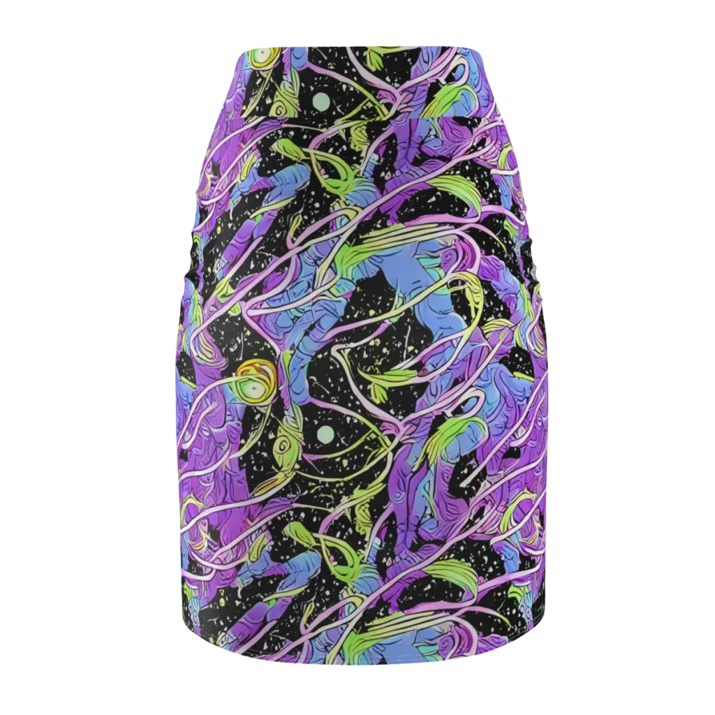 Neon Garden Afterdark on Pencil Skirt — Back