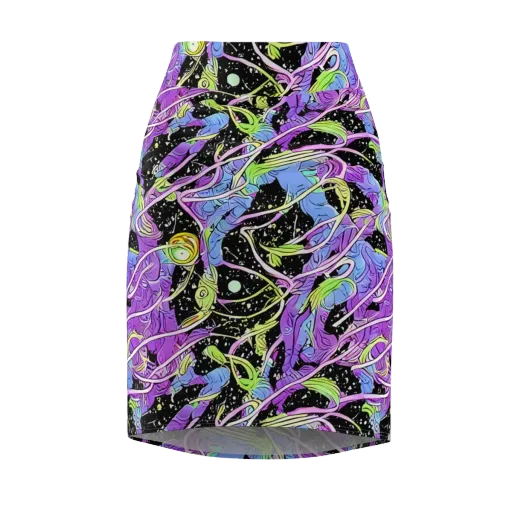 Neon Garden Afterdark on a Pencil Skirt