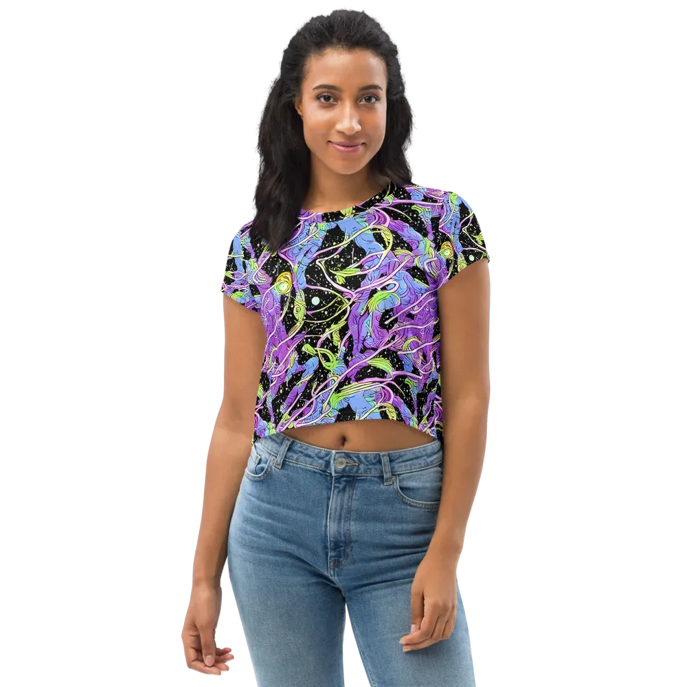Neon Garden Afterdark on Crop Tee — Front