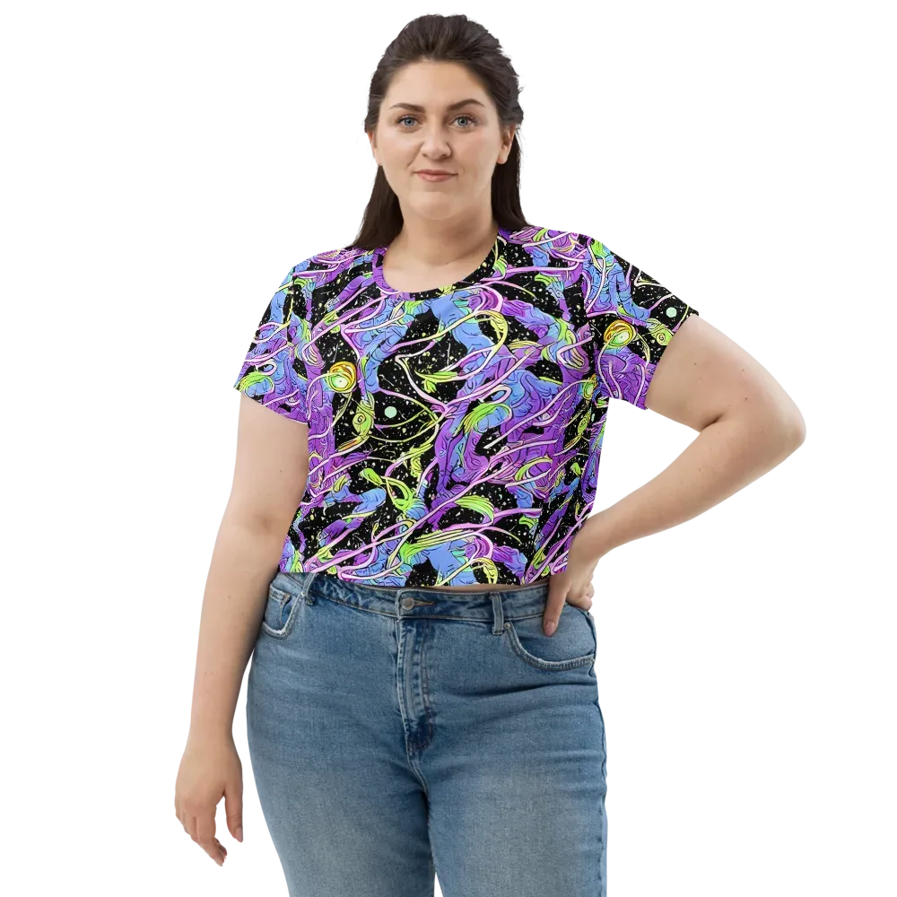 Neon Garden Afterdark on Crop Tee — Front