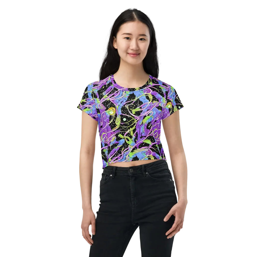 Neon Garden Afterdark on Crop Tee — Front