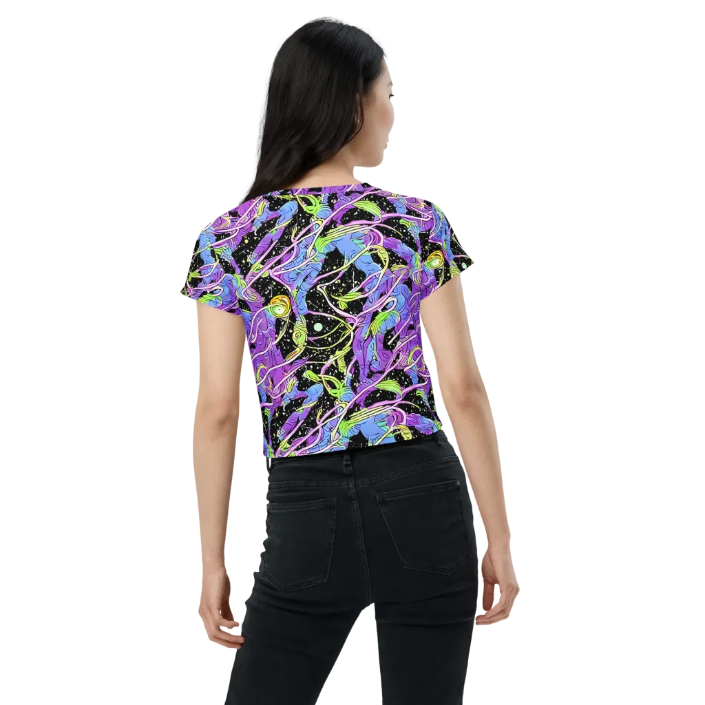 Neon Garden Afterdark on Crop Tee — Back