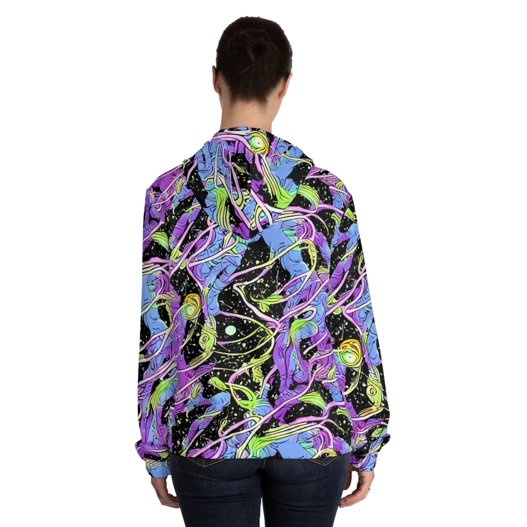 Neon Garden Afterdark on Women's Full-Zip Hoodie — Back On Person