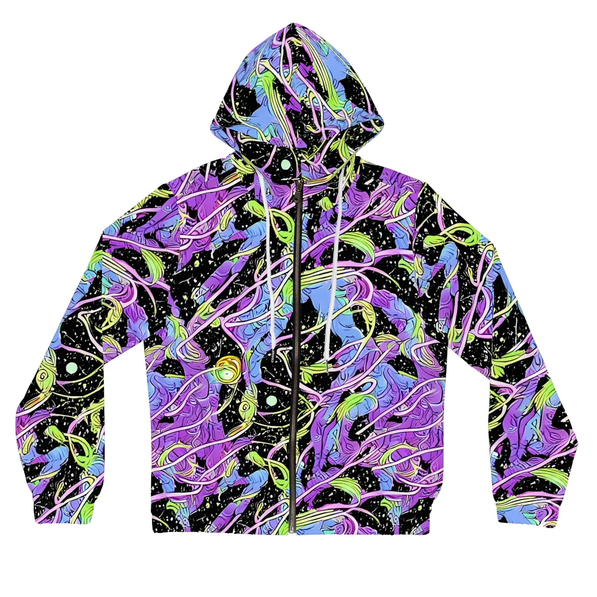 Neon Garden Afterdark on Women's Full-Zip Hoodie — Front