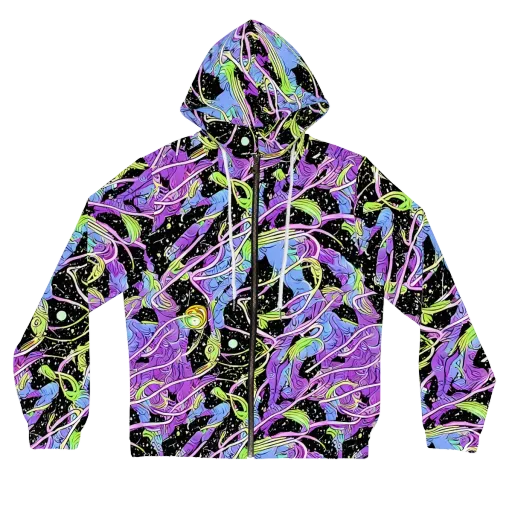 Neon Garden Afterdark on a Women's Full-Zip Hoodie