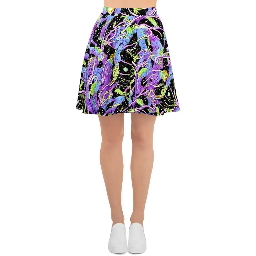 Neon Garden Afterdark on Skater Skirt — Front