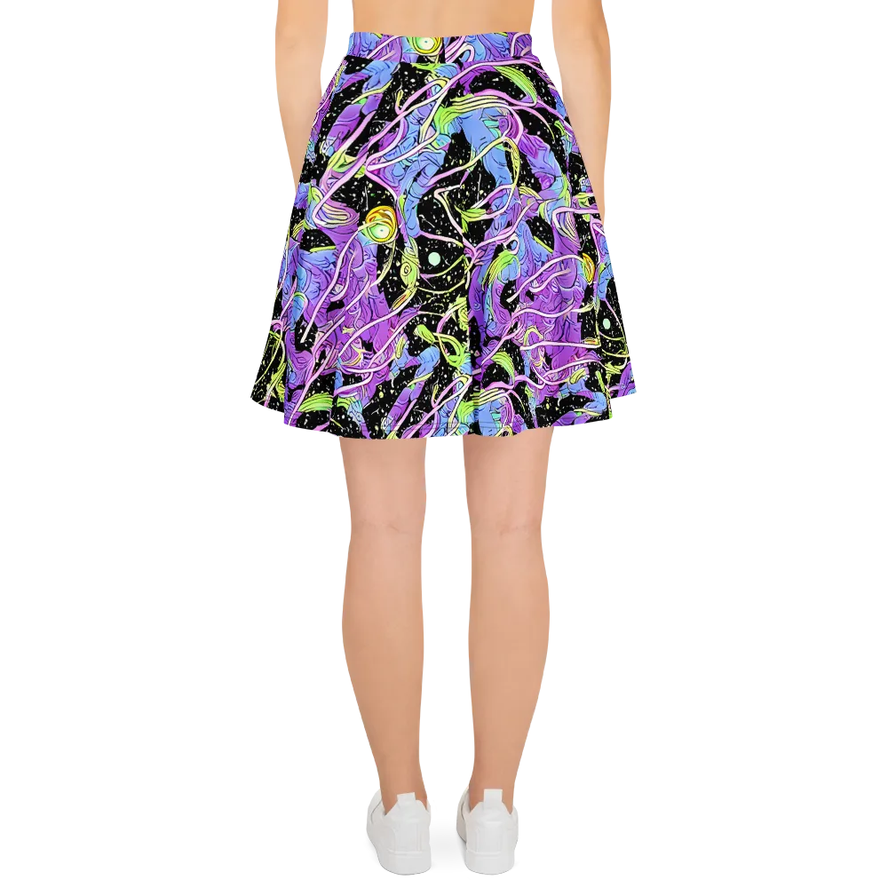 Neon Garden Afterdark on Skater Skirt — Back