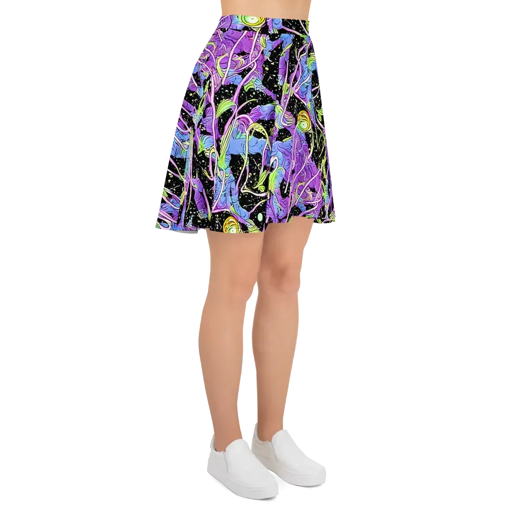 Neon Garden Afterdark on Skater Skirt — Right