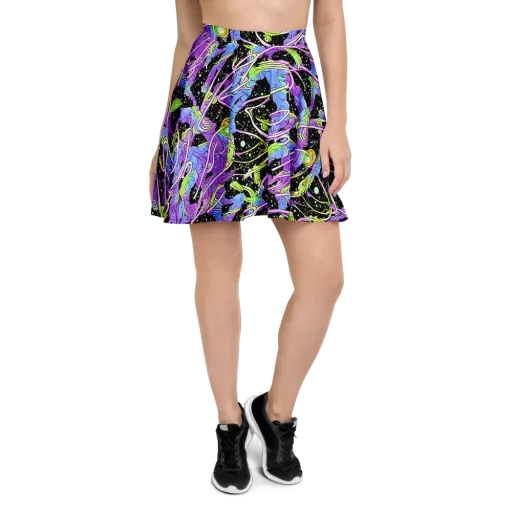 Neon Garden Afterdark on a Skater Skirt