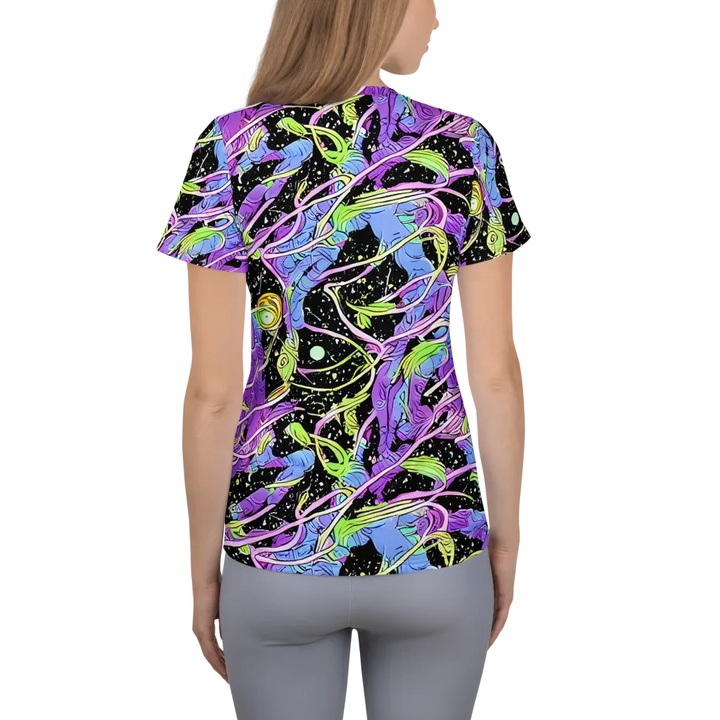Neon Garden Afterdark on Women's Athletic T-Shirt — Back