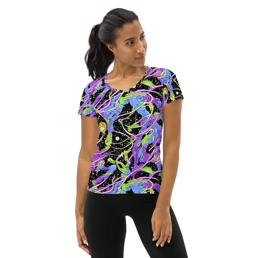 Neon Garden Afterdark on Women's Athletic T-Shirt — Front
