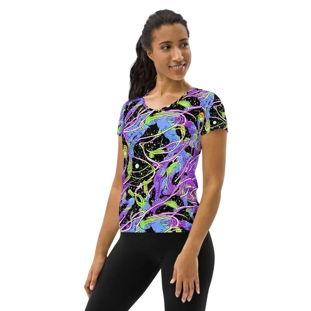 Neon Garden Afterdark on Women's Athletic T-Shirt — Left