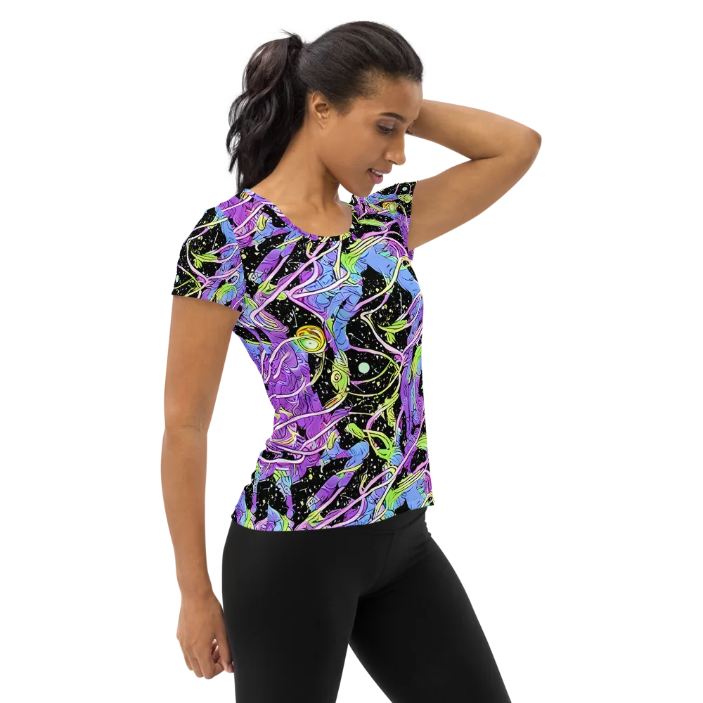 Neon Garden Afterdark on Women's Athletic T-Shirt — Right