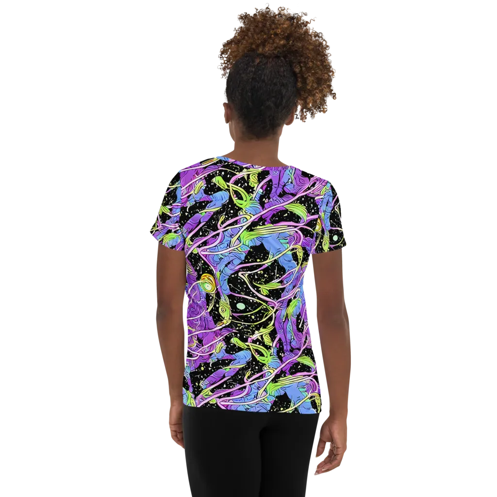 Neon Garden Afterdark on Women's Athletic T-Shirt — Back