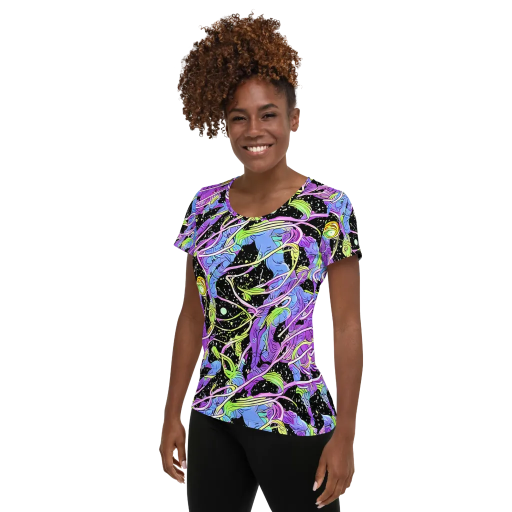 Neon Garden Afterdark on Women's Athletic T-Shirt — Left