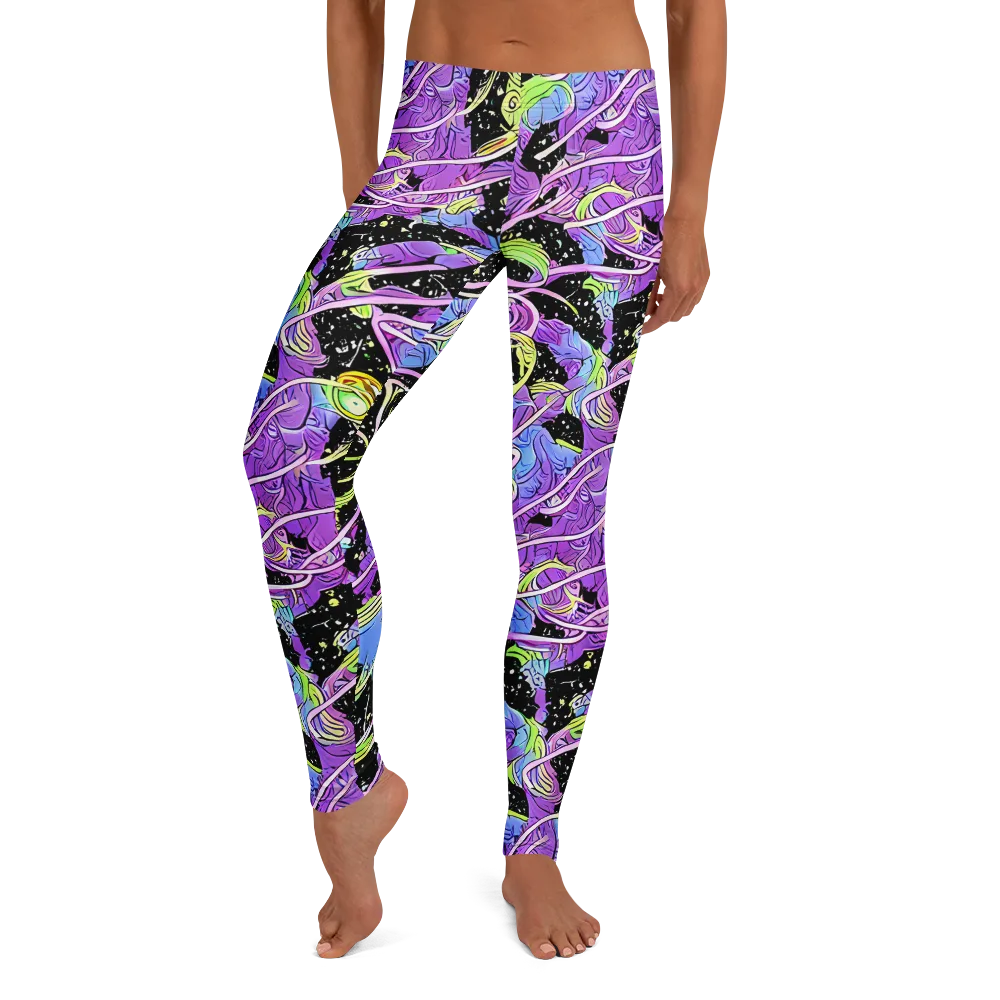 Neon Garden Afterdark on Leggings — Front