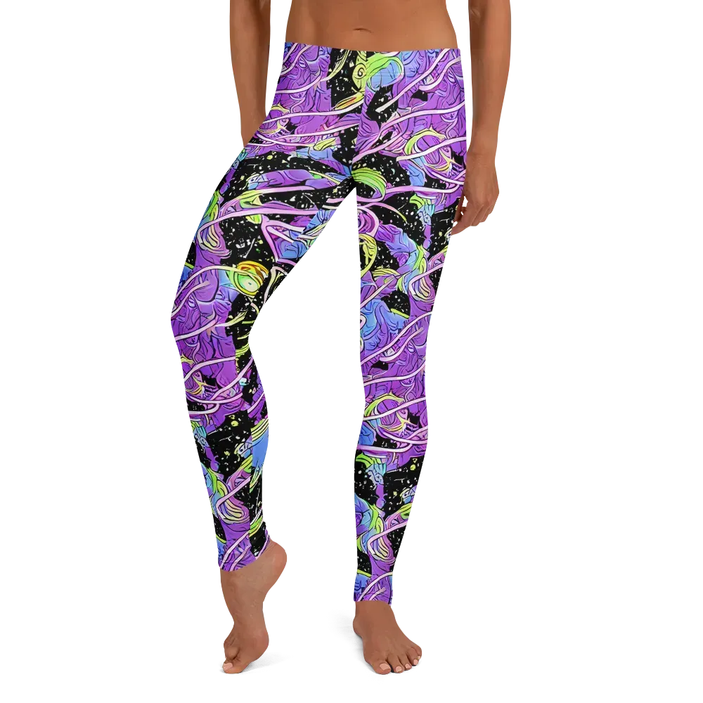 Neon Garden Afterdark on Leggings — Front