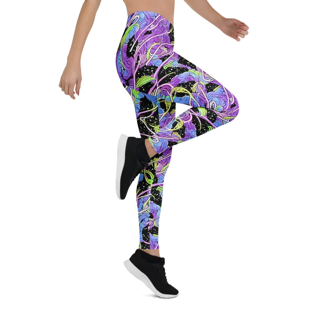 Neon Garden Afterdark on Leggings — Right