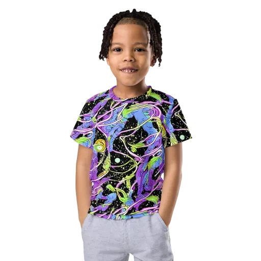 Neon Garden Afterdark on a Kids Crew Neck T-Shirt