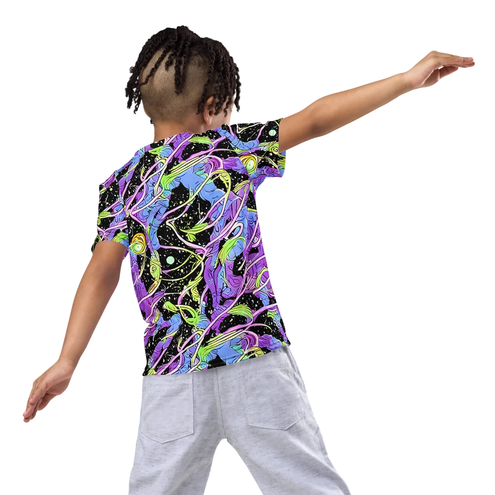 Neon Garden Afterdark on Kids Crew Neck T-Shirt — Back