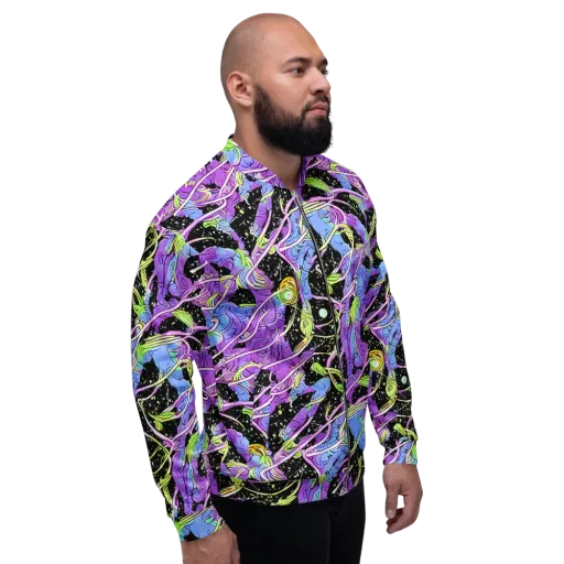 Neon Garden Afterdark on a Bomber Jacket