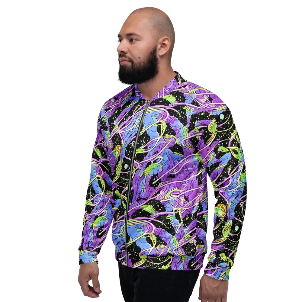 Neon Garden Afterdark on Bomber Jacket — Left
