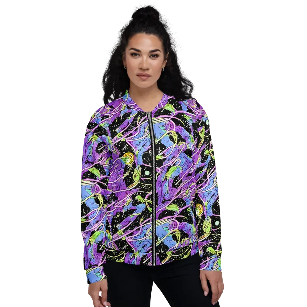 Neon Garden Afterdark on Bomber Jacket — Front