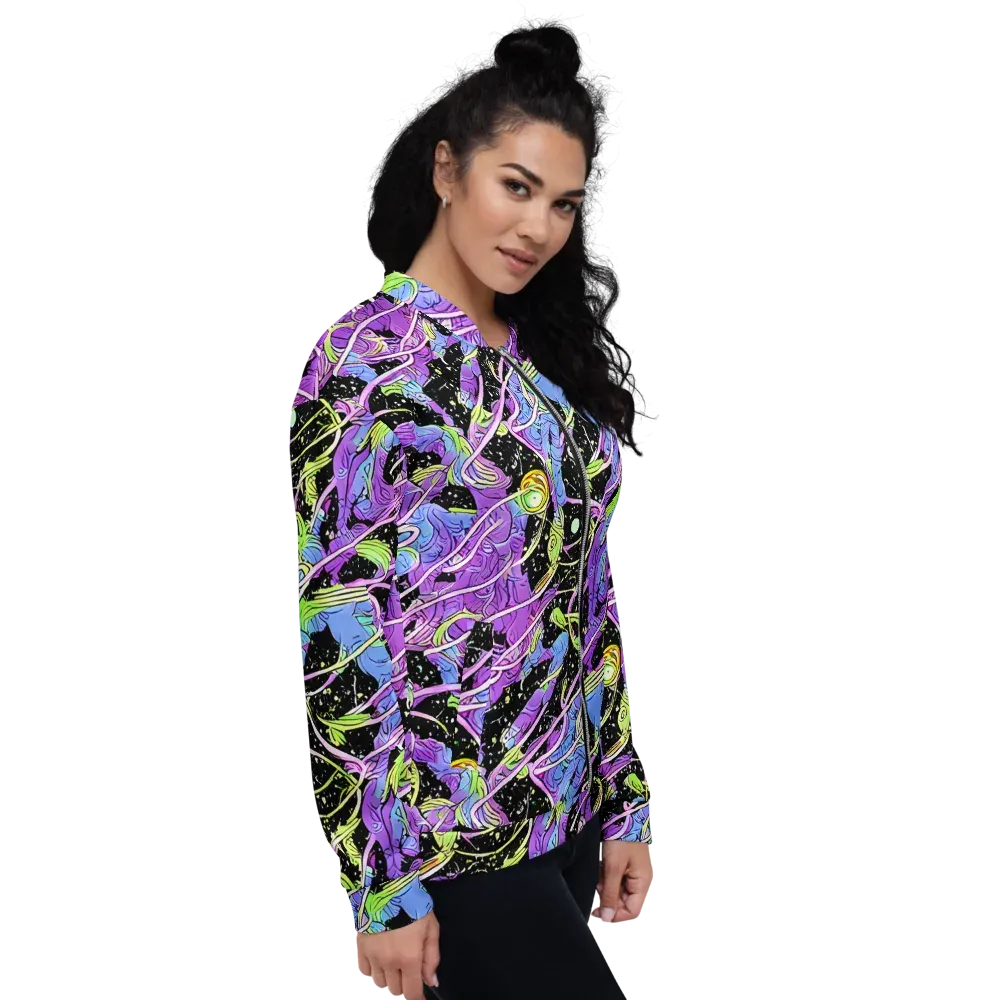 Neon Garden Afterdark on Bomber Jacket — Right